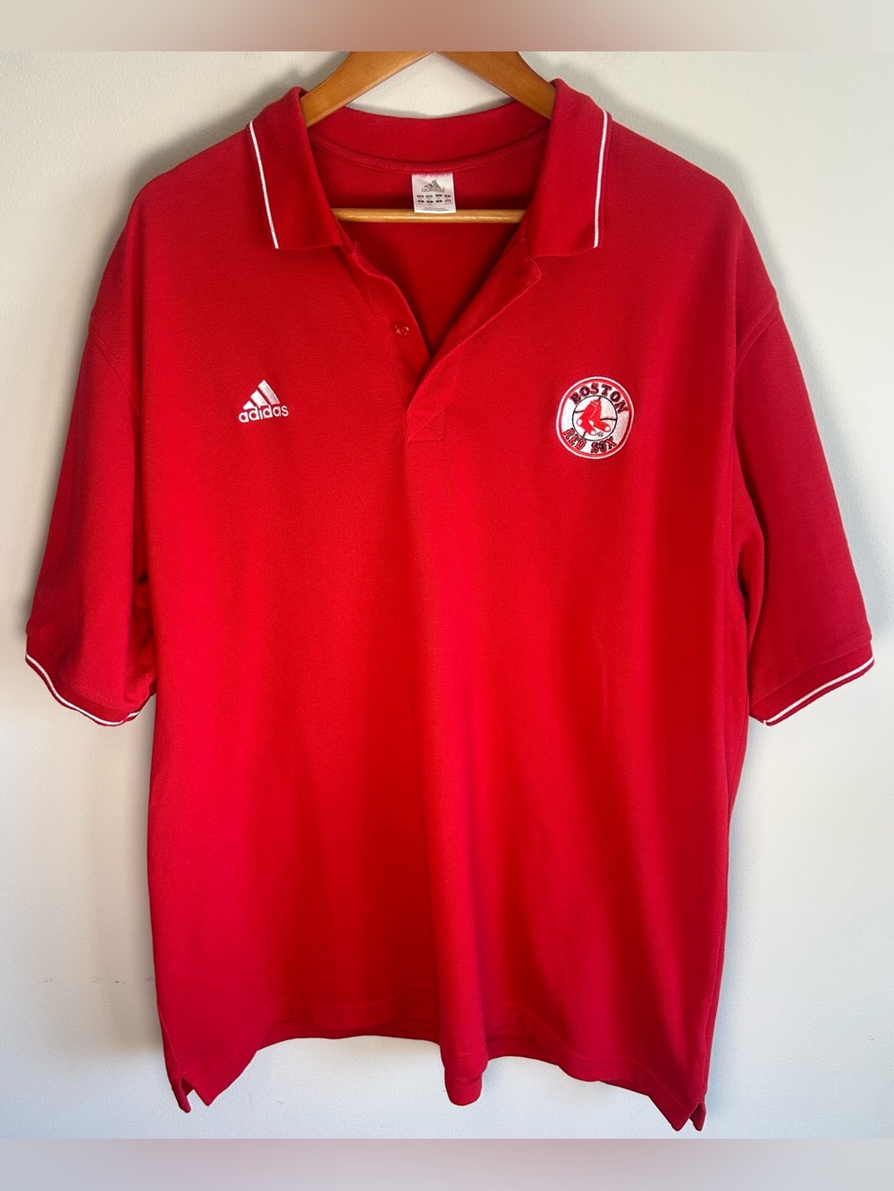 Vintage Adidas Boston Red Sox Men's Short Sleeve Polo Shirt XXL MLB Baseball